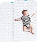 Waterproof Crib Mattress Protector Pad Cover 2 Pack 28" x 52", Anti Slip & Absorbent Waterproof Bed Pads for Standard Crib/Toddler Bed Quilted Machine Washable (Quilted Improved Thickness) White