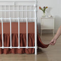 Bed Skirt Queen Size Ruffled Bed Skirt with Split Corners, 16 Inch Drop Dust Ruffle Bed Skirts with Platform, 16'' Queen, Rust