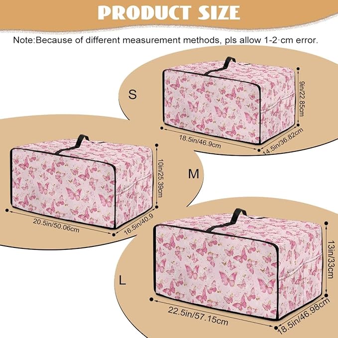 Pink Butterfly Print Microwave Oven Dust Cover Polyester-Linen Fabric Dust Cover for Microwave Oven Universal Dust-Proof Kitchen Appliance Protector Fits Most Microwaves, M