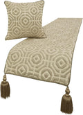 The HomeCentric King/Queen/Twin Beige Designer Full 68"x18" Bed Runner Without Pillow Cover, Textured Bed Scarf on Silk Fabric - Hexagonal Norma