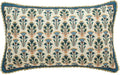patdrea Designer Rectangle Throw Pillow Covers,Rustic Vintage Blue Linen with Floral Pattern Pillow Cover,Decorative Lumbar Pillowcases Cushion for Bed Living Room Outdoor Car,12"x20"