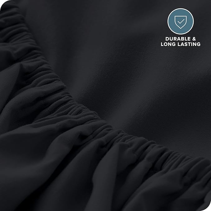 Bare Home Fitted Bottom Sheet Twin Size - Premium 1800 Microfiber - Ultra-Soft Hotel Luxury - Deep Pocket - Durable and Long Lasting - Fitted Sheet (Twin, Black)