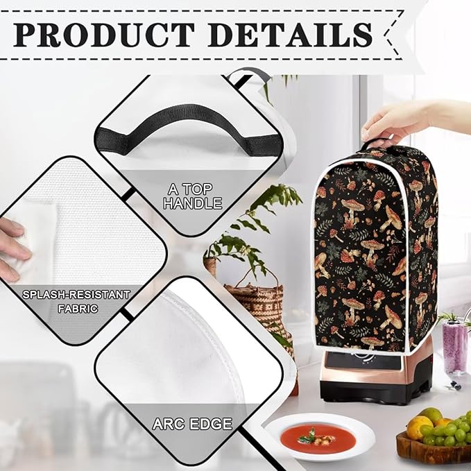 Mushroom Teal Blender Cover for Kitchen Countertop Modern Small Appliance Dust Cover Kitchen Decor Food Processor Protector with Handle Blender Protection Accessories 2025