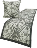 The HomeCentric King/Queen/Twin Grey & White Designer Queen 74"x18" Bed Runner with 2 Pillow Cover, Quilted Bed Scarf on Cotton Fabric - Grey Semblance