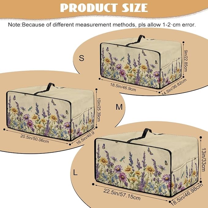 Convection Toaster Oven Cover with Side Pockets, Dust-Proof Smart Microwave Oven Protector for Countertop Decorations, M, Floral Butterfly Dragonfly