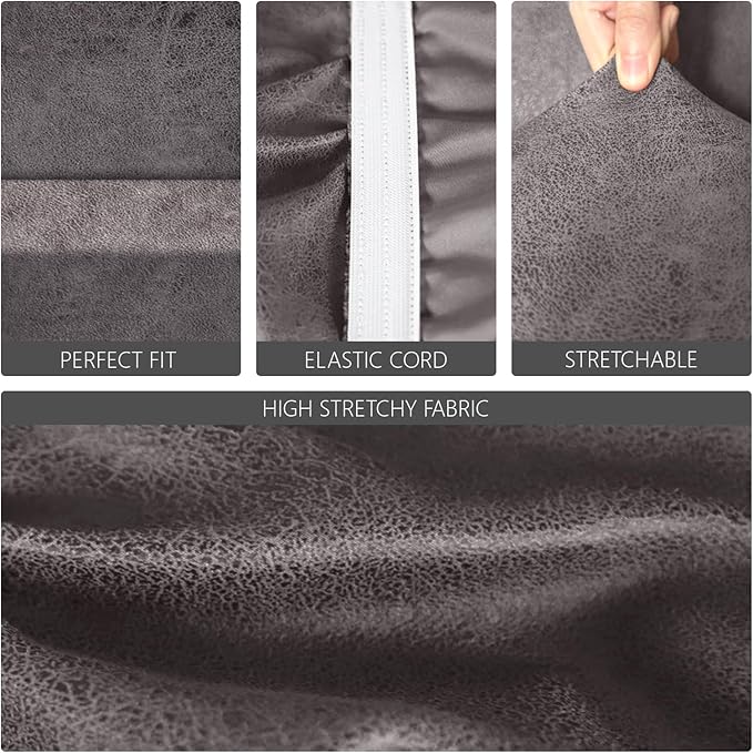molasofa Leather Like Stretch Futon Slipcover Armless Futon Bed Sofa Cover Furniture Protector with Elastic Bottom, Soft and Washable Futon Cover for Sofa Bed Stay in Place（Larger，Khaki）