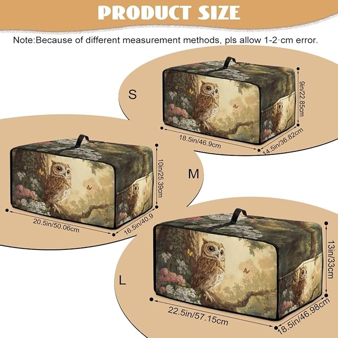 Owl Floral Tree Butterfly Print Microwave Oven Dust Cover Heavy Duty Microwave Oven Cover with Storage Pockets Foldable Dust-Proof Decor Accessories for Kitchen, S