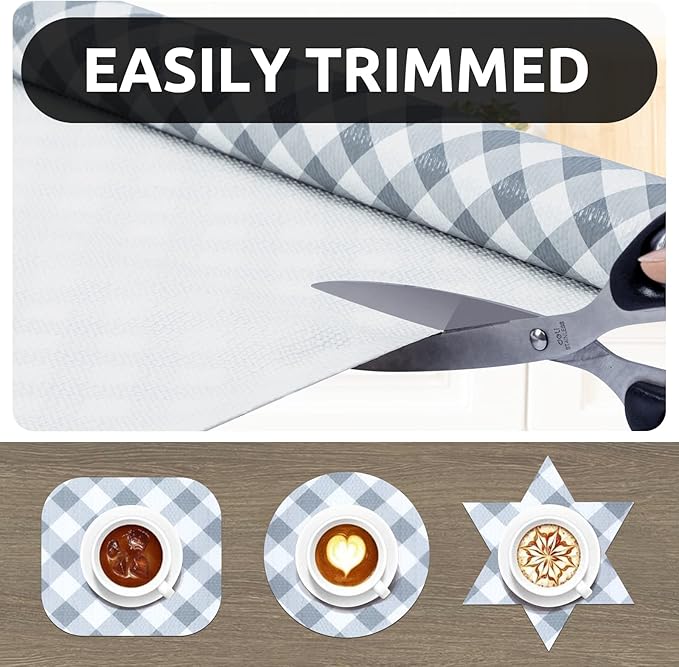 RAY STAR 12X120 Inch Shelf Liner for Kitchen Cabinets, Non-Adhesive Cabinet Liner Washable, PVC Drawer Liner for Dresser Non-Slip Bathroom (Plaid)(5 Roll)