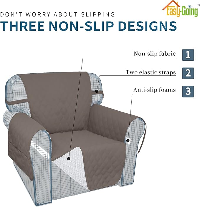 Easy-Going Sofa Slipcover Loveseat Cover Waterproof Couch Cover Washable Sofa Cover for 2 Cushion Couch Non-Slip Fabric Furniture Protector with Pocket for Pets Kids Dog Cat (Loveseat, Taupe)