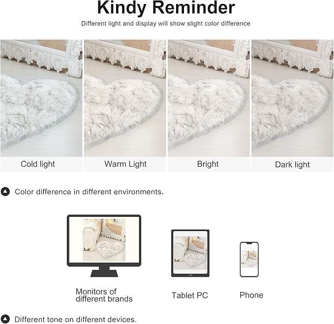uxcell Heart Shaped Rugs for Bedroom,Small Aesthetic Carpet Girls,Cute Shaggy Floor Mirror Mat,Pastel Furry Throw Rug 2.3ftx3ft, White and Black