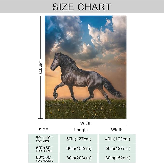 Strong Horse Throw Blanket for Couch, Super Soft Fuzzy Throws Warm Comfortable Plush Fleece Blanket, Fashion Decorative Flannel Fleece Blanket for All Season(40 x 50 in, Strong Horse)