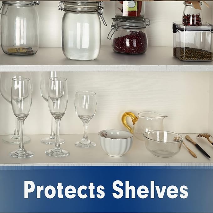 Shelf Liner, Drawer Liner, 12 Inches x 20 FT Cabinet Liner for Kitchen Cabinets Non-Adhesive Shelf Liners, Waterproof Shelf Paper with Non-Slip, Durable Liners, Clear