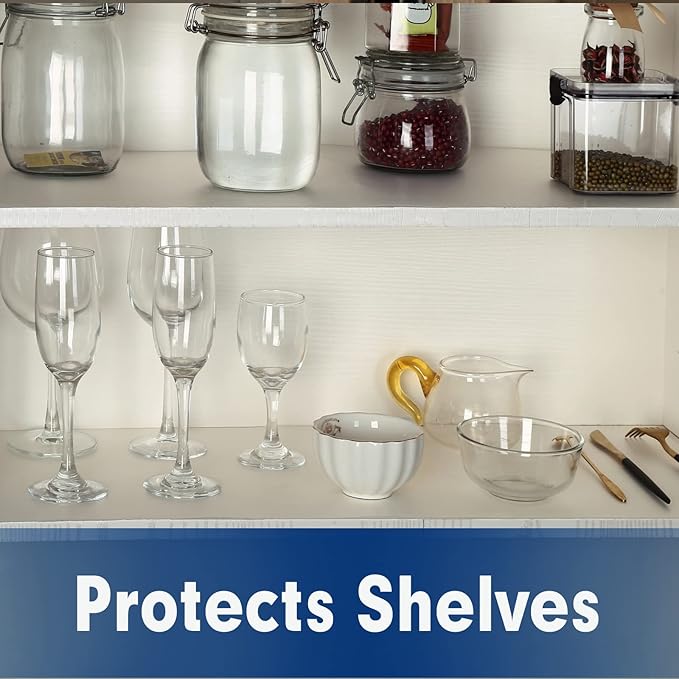 Shelf Liner, Drawer Liner, 20 Inches x 10 FT Cabinet Liner for Kitchen Cabinets Non-Adhesive Shelf Liners, Waterproof Shelf Paper with Non-Slip, Durable Liners, Clear