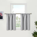 BGment Short Kitchen Window Curtains Over Sink 30 Inches Long - Cafe Drapes with Rod Pocket Blackout Blinds Privacy for Rv Camper Bathroom Windows, Light Grey, 2 Panels, 34 x 30 Inch