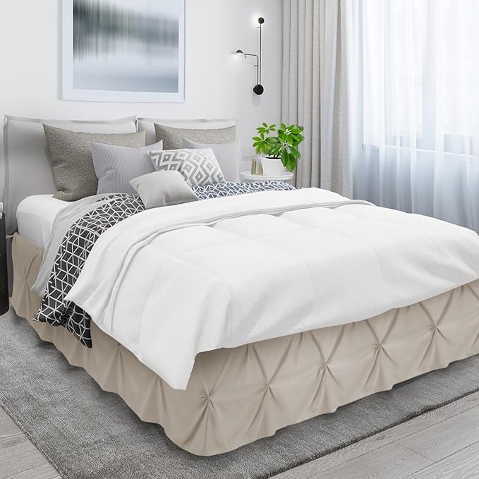 Nestl Linen Bed Skirt Twin Size, Pinch Pleat Twin Bed Skirt, 14" Inch Drop Twin Bedskirt, Hotel Quality Linen Bed Skirts, Premium Microfiber Bedskirt for Twin Bed, Linen Twin Bed Skirt