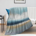 Fashion Gradient Blanket, Modern Art Abstract Blue Sea View Painting Strokes Pattern Soft Warm Cozy Plush Flannel Covers for Livingroom Bedroom Couch Chair Camping Travel Home Decor Tapestry 40x50in