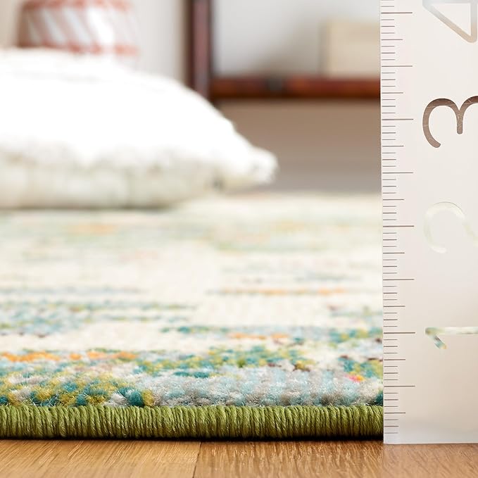 SAFAVIEH Monaco Collection Runner Rug - 2'2" x 8', Sage & Rust, Abstract Watercolor Design, Non-Shedding & Easy Care, Ideal for High Traffic Areas in Living Room, Bedroom, Dining (MNC225W-28)