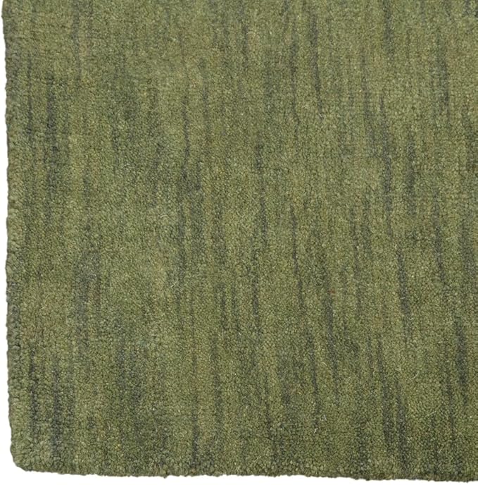 Hand Knotted Loom Wool ECO-Friendly Area Rugs - 10'x10', Square, Green Color, Solid Plain Design, High Pile Thick Handmade Anti Skid Area Rugs for Living Room, Bed Room (L00111)