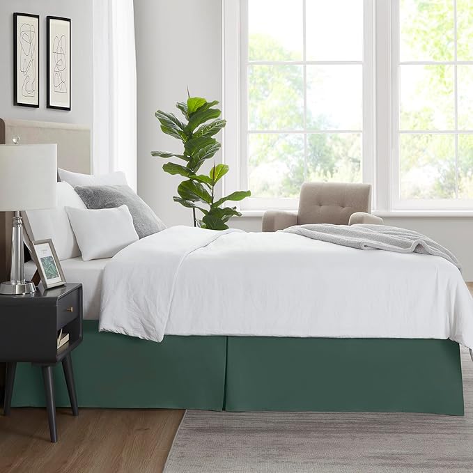 Nestl Forest Green Full Bed Skirt - Full Size Bed Skirt 14 Inch Drop - Brushed Microfiber Bed Skirts - Hotel Quality Pleated Bed Skirt - Shrinkage & Fade Resistant