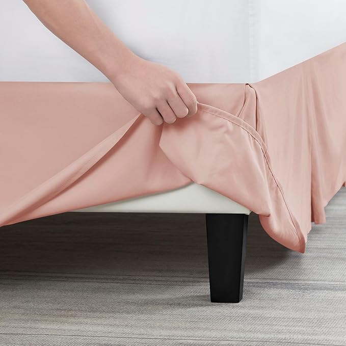 Nestl Peach Beige Twin XL Bed Skirt - Twin XL Size Bed Skirt 14 Inch Drop - Brushed Microfiber Bed Skirts - Hotel Quality Pleated Bed Skirt - Shrinkage & Fade Resistant
