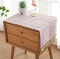 Simple Bedside Table Tassel Cover Cloth, Tablecloth Cover Towel, Suitable for Bedside Table TV Microwave Washing Machine Refrigerator Dust Cover (Pink, 15.7 * 35.4 inches)