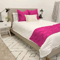 Bed Runner Set - 100% Pure Cotton 800 Thread Count - Luxury 1 Pinch Pleated Bed Runner and 2 Pillow Cover - 3 Piece Pinch Pleated Bed Runner Set Queen, Hot Pink