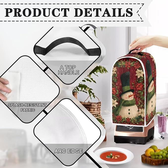Snowman Blender Cover for Kitchen Resistance Food Processor Dust Cover with Handle Easy Clean Coffee Machine Dust Protector Covers for Kitchen Countertop Christmas Decoration