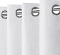 Easy-Going Linen Look 100% Blackout Curtain 52x84 Inch Window Curtain Drapes for Bedroom, Living Room Thermal Insulated Room Darkening (Set of 2 Panels, White)