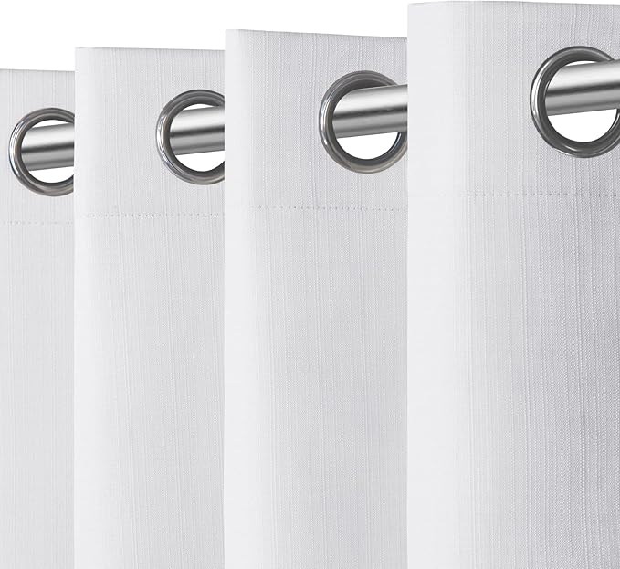 Easy-Going Linen Look 100% Blackout Curtain 52x84 Inch Window Curtain Drapes for Bedroom, Living Room Thermal Insulated Room Darkening (Set of 2 Panels, White)