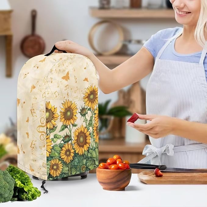 Butterfly Music Sunflower Blender Covers Food Processor Juicer Appliance Cover Waterproof Fabric Kitchen Appliance Covers Fits Most Models