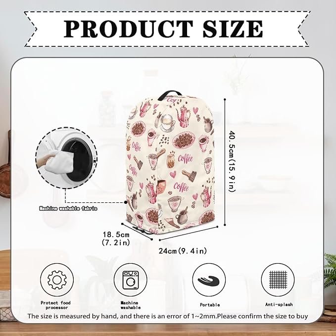 Pink Coffee Blender Cover for Kitchen Stand Mixer Food Processor Coffee Maker Appliance with Dust Cover Hood Case for Home Kitchen Indoor