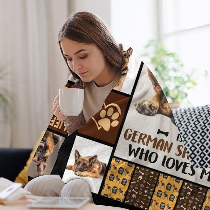 German Shepherd Dog Print Blanket Best Dog Pet Animal Throw Blankets for Couch Sofa Stuff Decor Gifts Lightweight Soft Cozy Fleece Plush Warm Flannel Bedding for Lover Man Woman Teen Adults 40"x50"