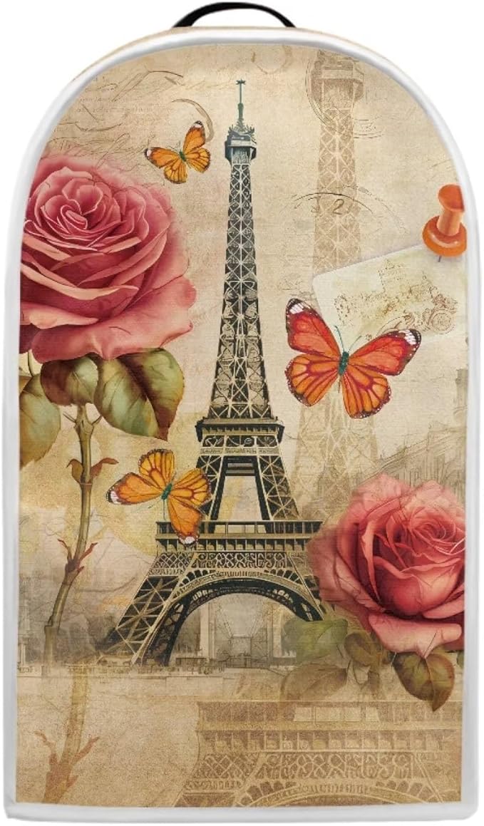 Talayituse Eiffel Tower Print Blender Dust Cover with Handle, Rose Butterfly Stand Mixer or Coffee Maker Appliance Cover Anti Fingerprint Dust Proof Stain Resistant Blender Cover for Home Kitchen