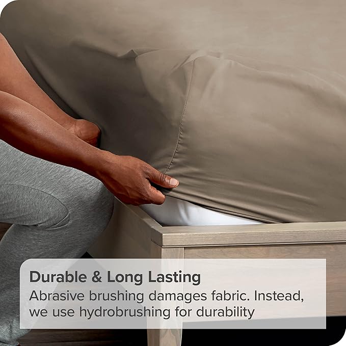 Bare Home 2-Pack Fitted Bottom Sheets Split King - Premium 1800 Ultra-Soft Microfiber - Deep Pocket - 4 Twin XL Fitted Sheets (Split King, Taupe)