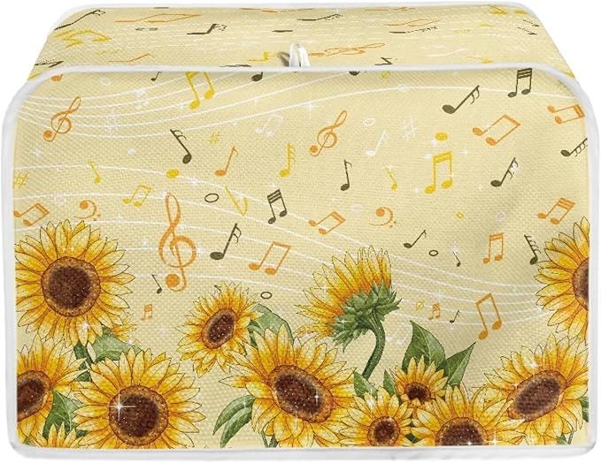 Sunflower Music A Print Bread Maker Cover, Anti Dust & Fingerprints Toaster Covers for Kitchen, 2 Slice Wide Slots