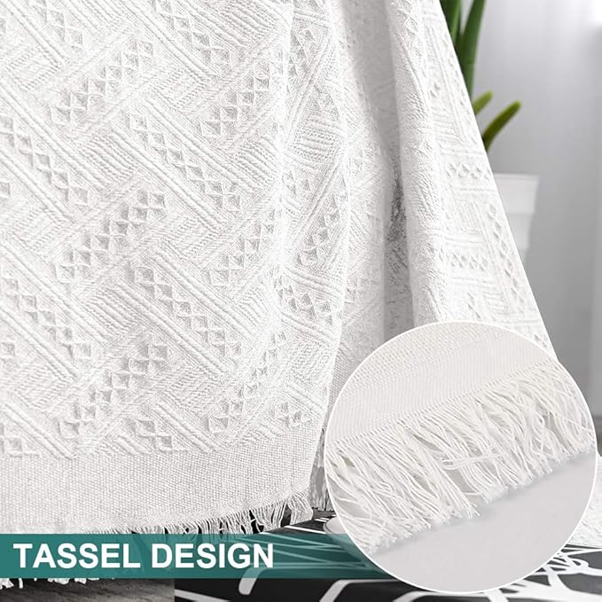 MYSKY HOME White Geometrical Sofa Covers, Sectional Couch Covers for 2 Cushion Couch Couch Cover Living Room Sofa Throws Sofa Slipcovers for Pets, Kids (Large, 71" x 102", White)