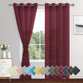 XWZO Sheer Curtains 84 Inches Length 2 Panels Set, Solid Grommet Semi Transparent Window Curtains for Living Room/Bedroom, Home Decor with Tiebacks, Amaranth Red, 52 x 84 Inches Long