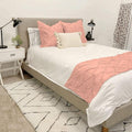 Bed Runner Set - 100% Pure Cotton 800 Thread Count - Luxury 1 Pinch Pleated Bed Runner and 2 Pillow Cover - 3 Piece Pinch Pleated Bed Runner Set California King, Peach
