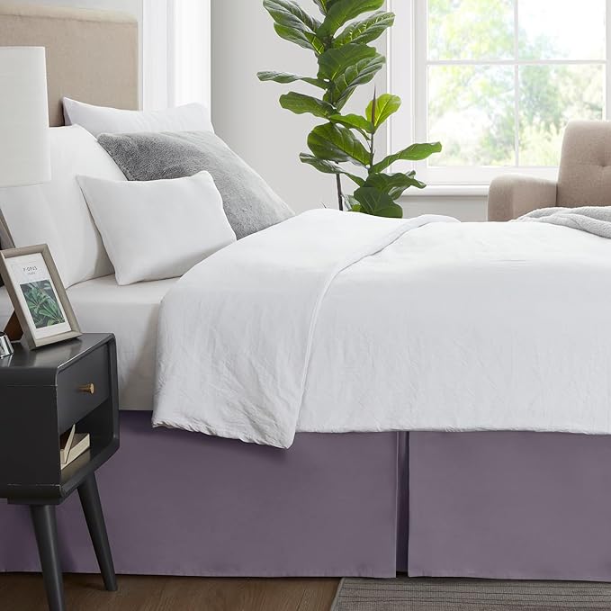 Nestl Grayish Purple Full XL Bed Skirt - Full XL Size Bed Skirt 14 Inch Drop - Brushed Microfiber Bed Skirts - Hotel Quality Pleated Bed Skirt - Shrinkage & Fade Resistant