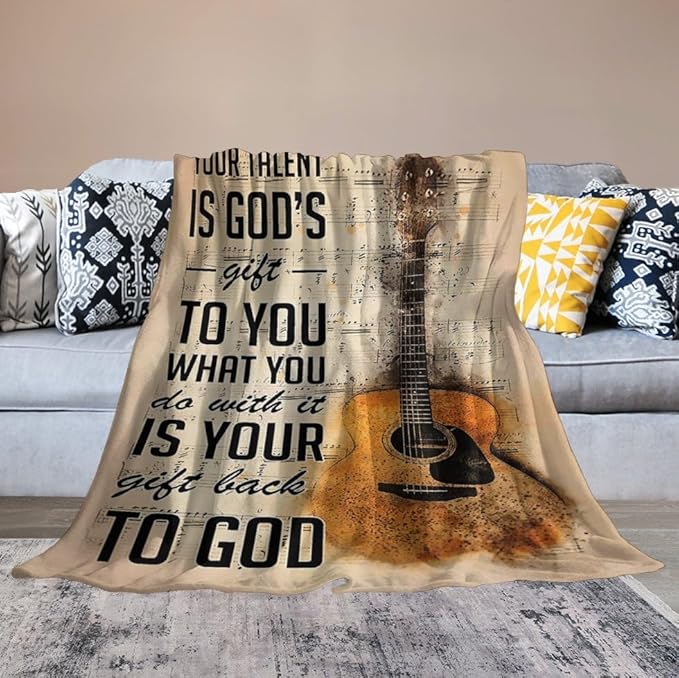 Guitar Music Blanket Guitar Gifts for Girls Women Men Music Throw Blanket Guitar Blanket for Kids Adults Soft Warm Cozy Fleece Blanket for Couch Sofa Bed 50"x60"