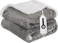 Electric Heated Blanket Throw Size 50"x60" - Dual-Sided with Microplush & Sherpa Fabric, 4 Heat Settings & 3 Hours Auto Off, Machine Washable - Light Gray