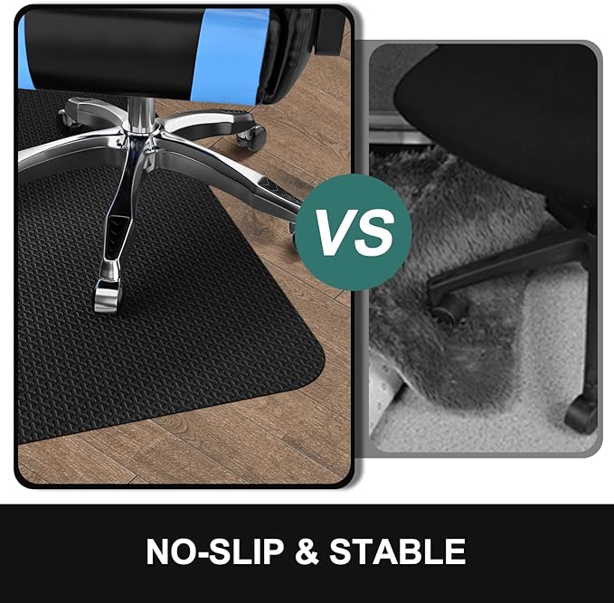 Office Chair Mat for Hard Floor, 50"x60" Large Computer Chair Mat, Unique Y-Shaped Pattern Floor Protector Rug for Rolling Chairs, Anti-Slip PVC Desk Floor Mat for Work, Home, Gaming