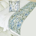 The HomeCentric King/Queen/Twin Blue Decorative Bed Runner CA King 86"x18" Bed Runner with Two Pillow Cover, Quilted Bed Scarf on Cotton Fabric - Garden Grace