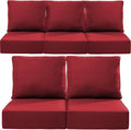 Luxury 22x24/22x25 6-Inch Outdoor Cushions for 5 Peice Patio Furniture Set - Set of 5 Water-Resistant Pillow for Dining Rocking Swivel Chairs Loveseat Couch Sectional Sofa - Red