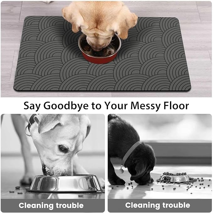 Dog Food Mat for Floors, Absorbent and Quick-Drying Pet Cat Food Mat,Anti-Fouling and Easy-to-Clean Pet Feeding Mat,Dog Bowl Mats for Messy Drinking Water Bowls.17 x27inch Boho Style