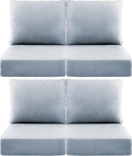 Luxury 6" Outdoor Cushions for Patio Furniture, 24x24x6" Thick Seat Cushion Set of 4, Fade Resistant Couch Chair Replacement Cushions High Density Wicker Chair Cushion w/ Removable Cover Baby Blue