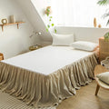 Simple&Opulence Belgian Linen Bed Skirt with Classic 14 inch Tailored Drop Dust Ruffle, Easy Fit Breathable Premium Natural Flax- Pleated Linen, Twin