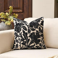 Yangest Chenille Floral Pillow Cover 18 x18 Inches, Neutral Jacquard Square Throw Pillow Cover Soft Decorative Nature Accent Couch Pillow Cover for Living Room Bedroom, Black