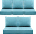 Luxury 6" Outdoor Cushions for Patio Furniture, 24x24x6" Thick Seat Cushion Set of 5, Fade Resistant Couch Chair Replacement Cushions High Density Deep Wicker Chair Cushion w/ Removable Cover, Teal