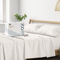 Mayfair Linen 100% Cotton Striped Sheets Full Size Bed Set - 500 Thread Count Damask Sheets Full Size 4 PC Set (Beige Stripe), Soft, Cooling, Sateen Weave Hotel-Quality 16" Deep Pocket Bedsheet